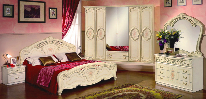 Комплект Спальня Роза (беж) с 6-дверным шкафом